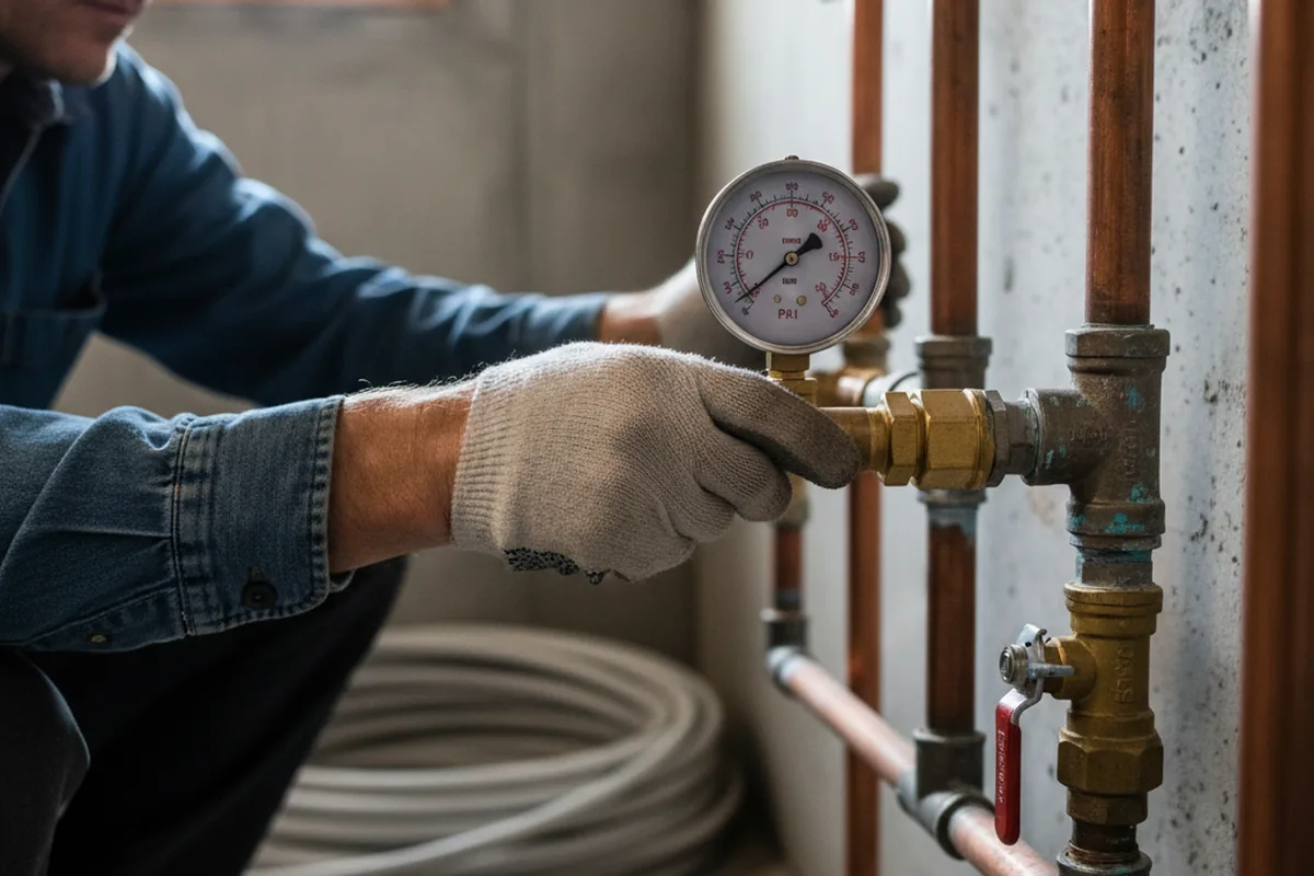 Pressure testing a repaired line during Water Line Repair in Ayden